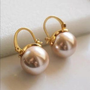 Kate Spade Signed Rose Gold Pearl Earrings